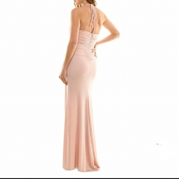 B Darlin Halter Neck Ruched Gown Size 11/12 - Picture 3 of 11